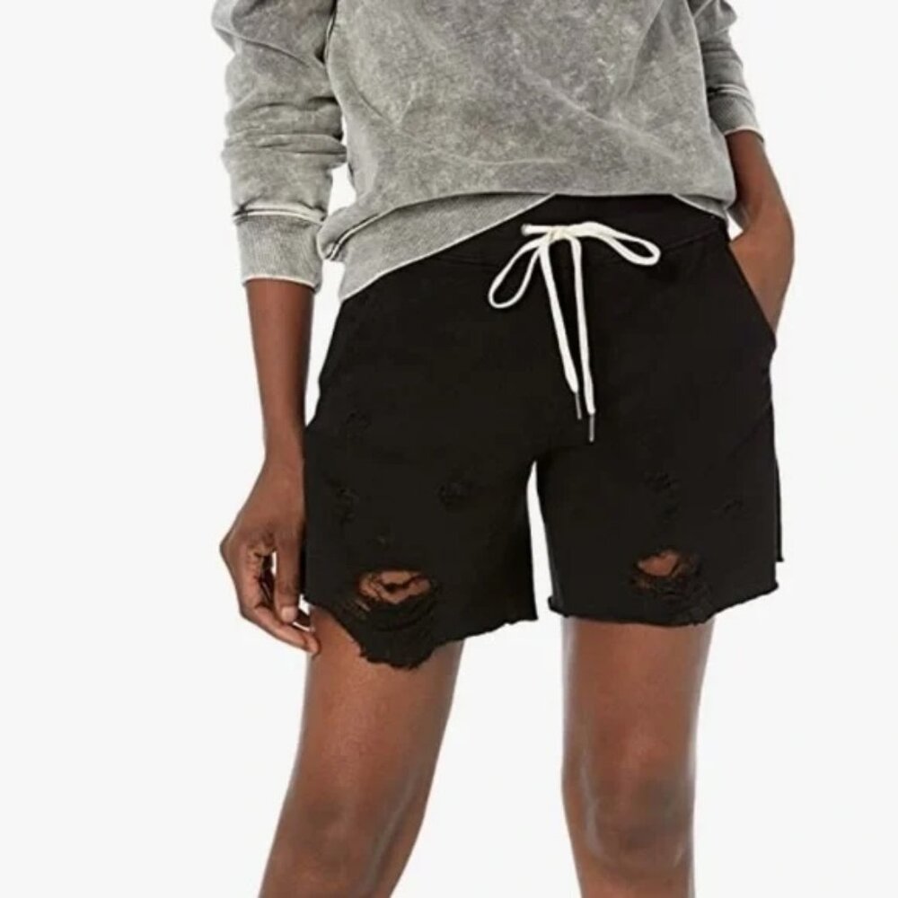 LAST DAY ✨n:philanthropy Black Drawstring Coco Distressed Shorts XSmall